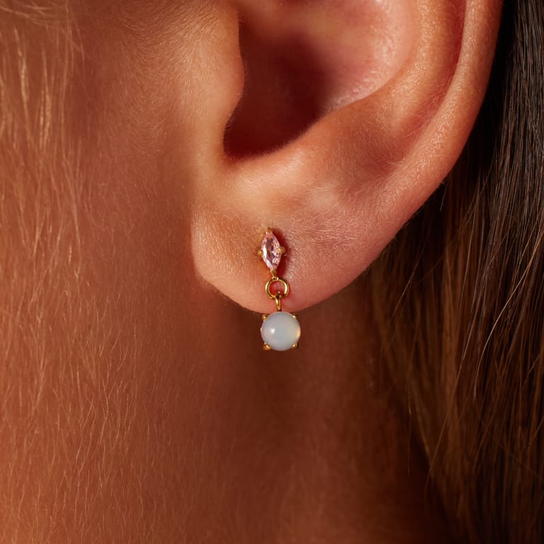 Stalen goldplated oorknoppen met zirkonia voor dames