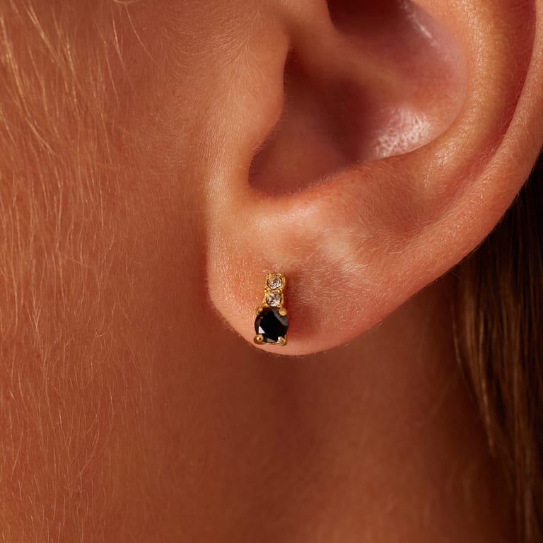 Stainless steel goldplated oorknoppen met zirkonia voor dames