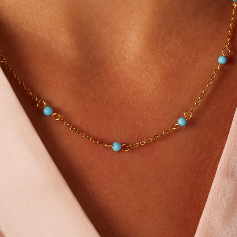 Stalen goldplated ketting met hanger voor dames