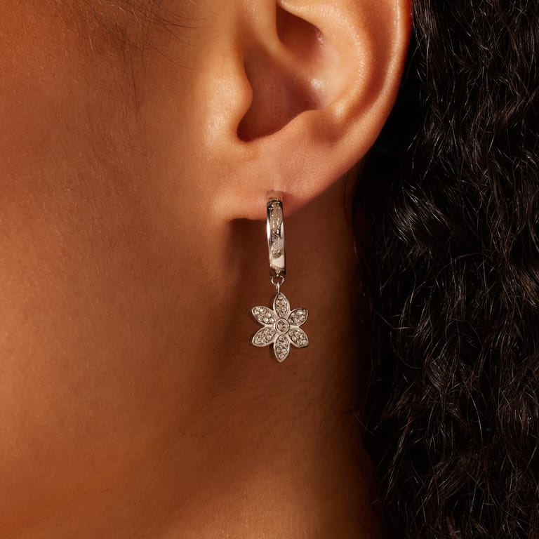 Guess stainless steel oorbellen WHITE LOTUS