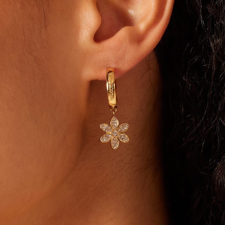 Guess stalen goldplated oorbellen WHITE LOTUS