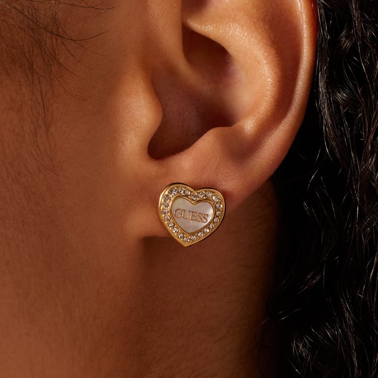 Guess stalen goldplated oorknoppen AMAMI