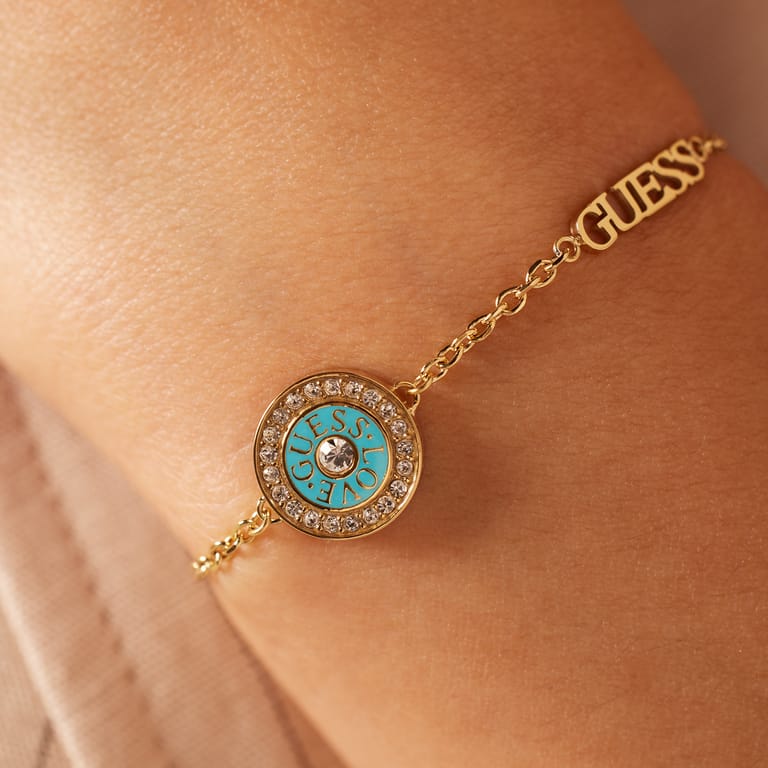 Guess Armband aus Edelstahl, vergoldet, LOVE GUESS, Blau