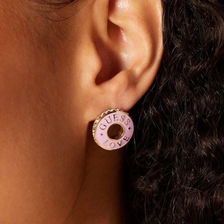 Guess Ohrstecker aus Edelstahl, vergoldet, LOVE GUESS