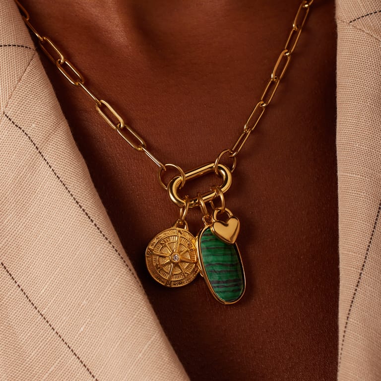 Charm aus Edelstahl, vergoldet, Herz