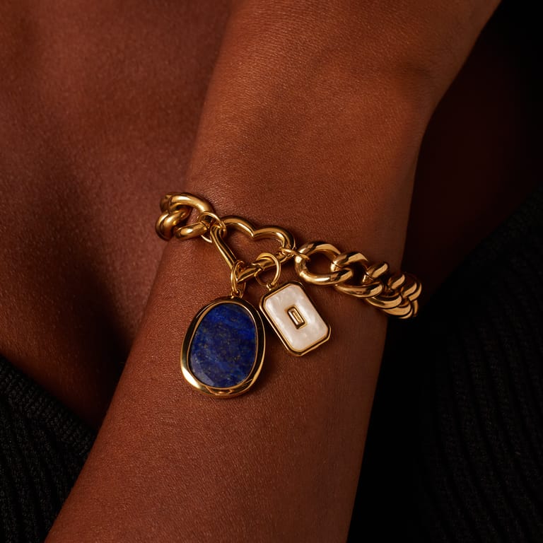 Stalen goldplated bedel rechthoek
