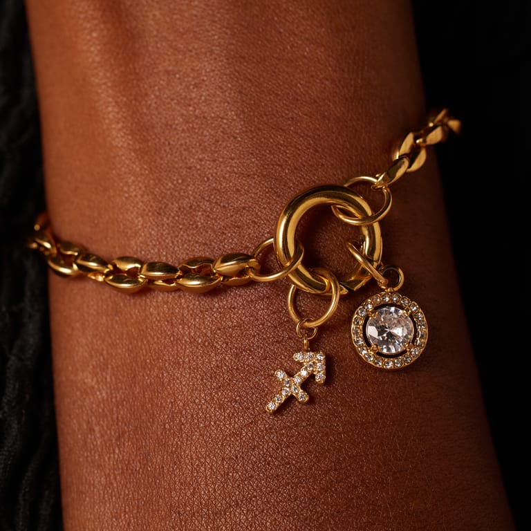 Stalen goldplated bedel boogschutter