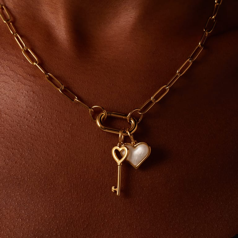 Stainless steel goldplated hanger hart voor dames