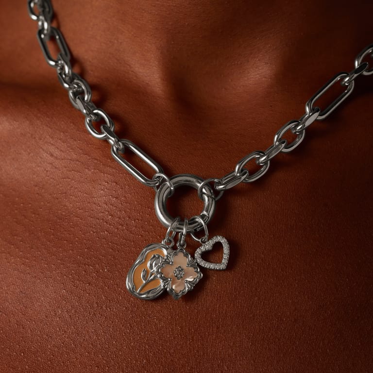 Charm aus Edelstahl, Rose