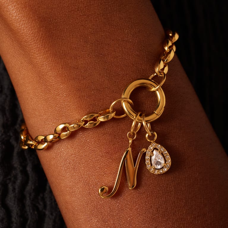 Stalen goldplated hanger druppel met zirkonia voor dames