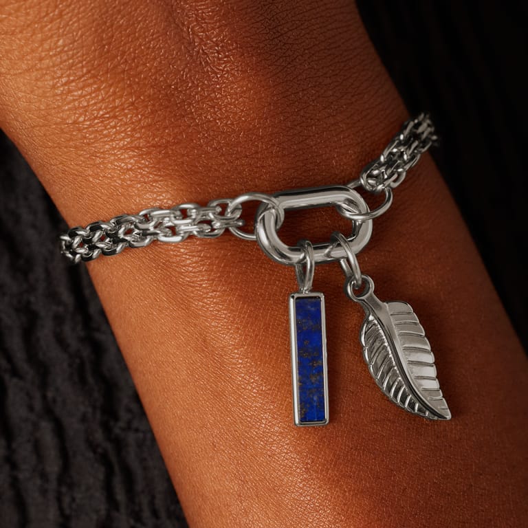 Stalen bedel bar met lapis