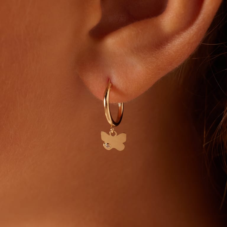 Ohrringe aus 585er Gold, Schmetterling mit Zirkonia