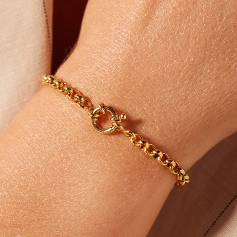 Zilveren goldplated schakelarmband voor dames