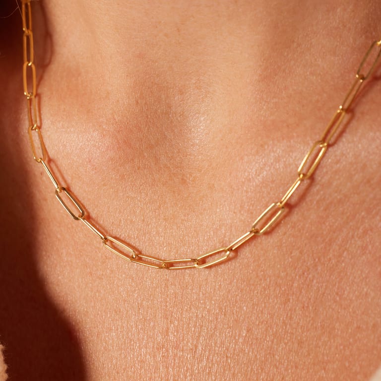 Zilveren goldplated schakelketting voor dames