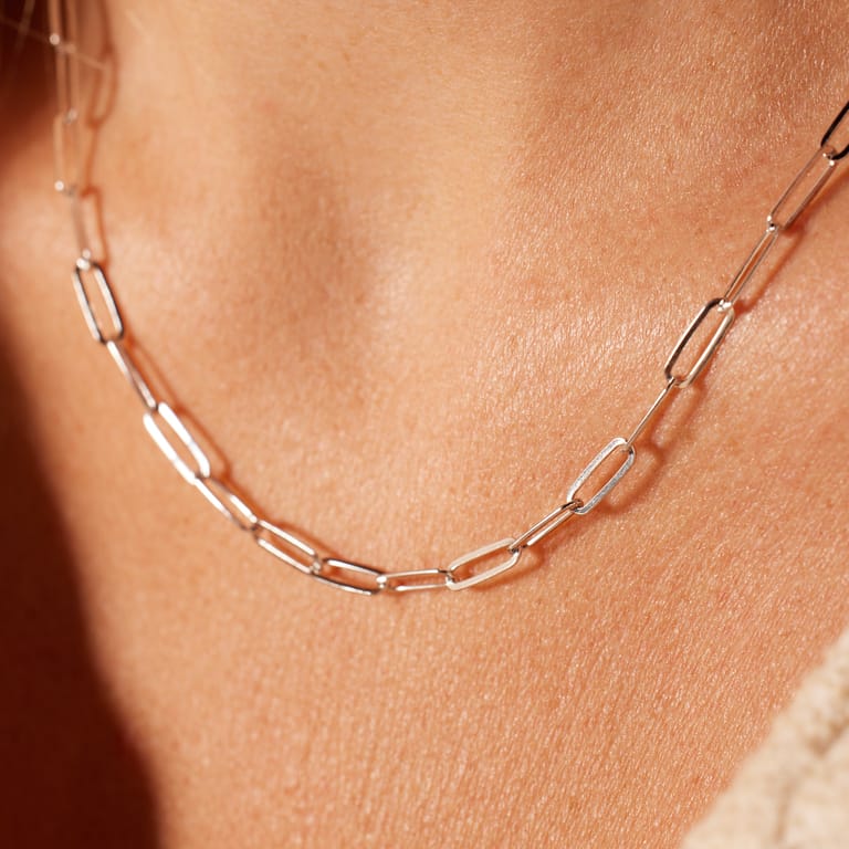 Zilveren ketting paperclip