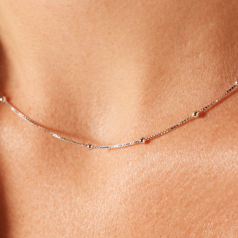 Halskette aus 925er Silber, venezianisches Glied mit Kugeln