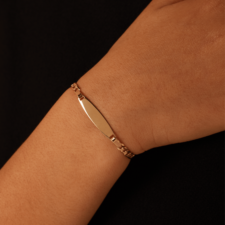 Plattenarmband aus 375er Gold mit Figaroglied