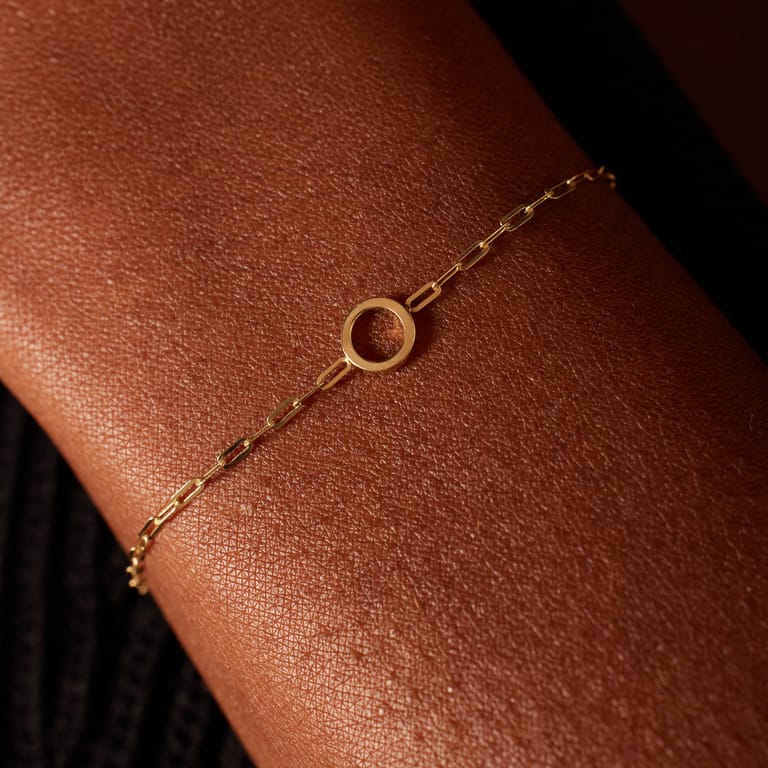 14 karaat gouden armband paperclip met oogje