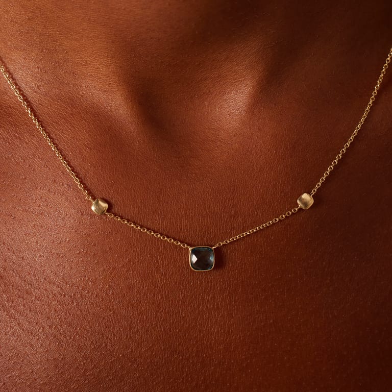 14 karaat gouden ketting london blue topaas