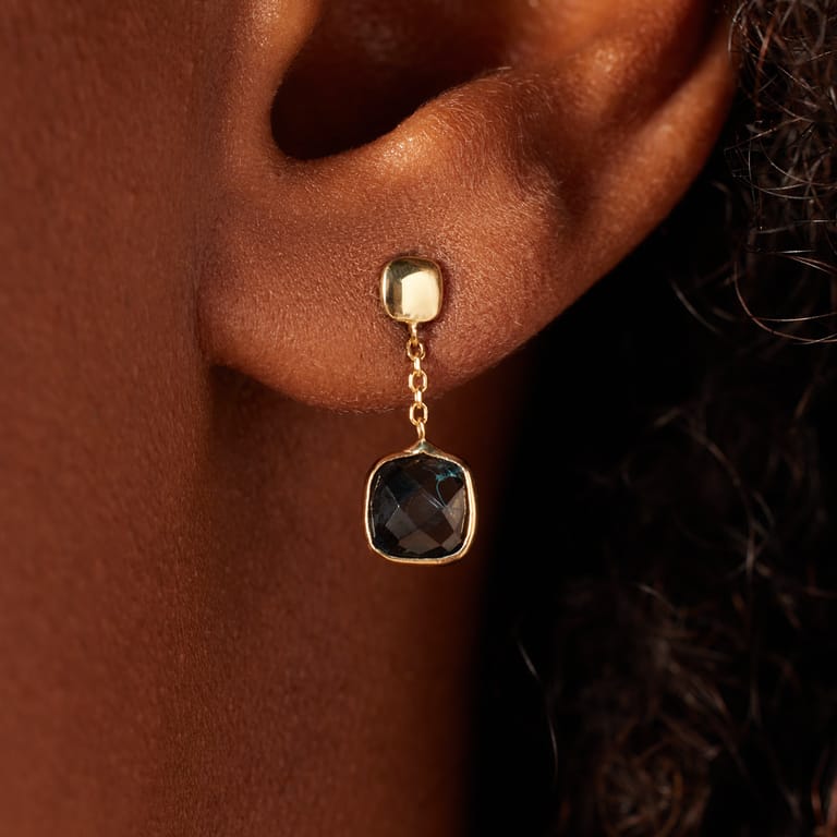 Ohrring aus 585er Gold, Londoner Blautopas