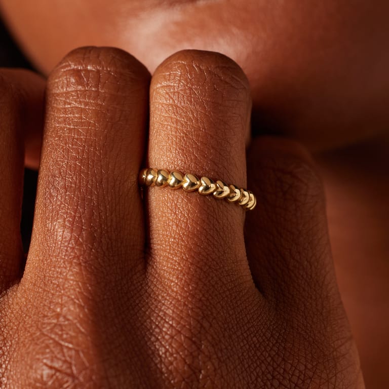 14 Karat Goldring Herzglied