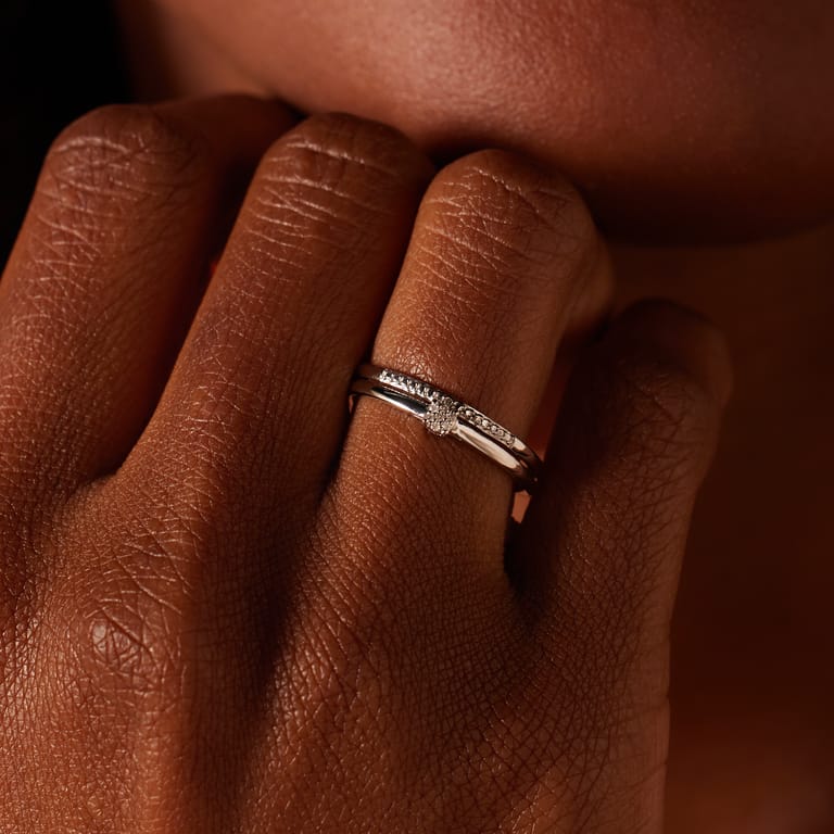 14 Karaat geelgouden ring diamant 0,02ct