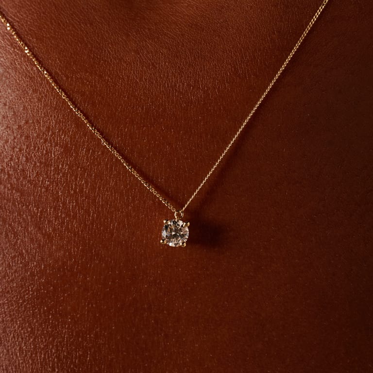 14 karaat geelgouden ketting met lab grown diamant 0,50ct