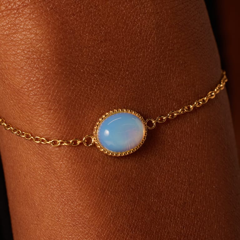 Armband aus Edelstahl, vergoldet, mit Opal