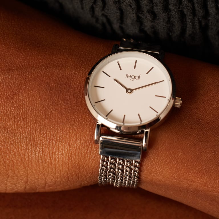 Regal horloge zilverkleurige gourmetband en schakels