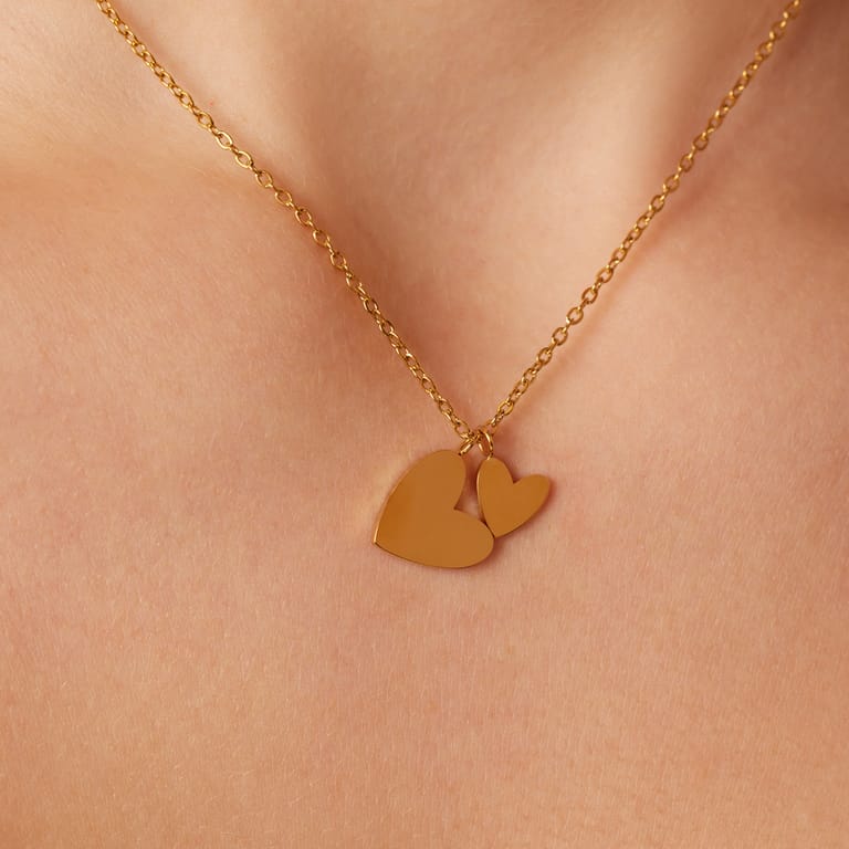 Stalen goldplated ketting met hanger hart voor dames