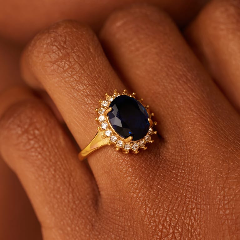 Stalen goldplated ring met zirkonia voor dames