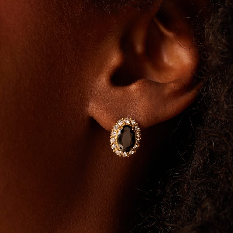 Stalen goldplated oorknoppen met zirkonia voor dames