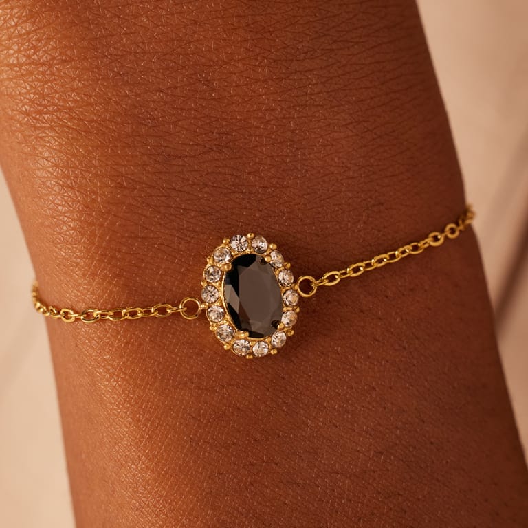 Stalen goldplated fantasiearmband met zirkonia voor dames