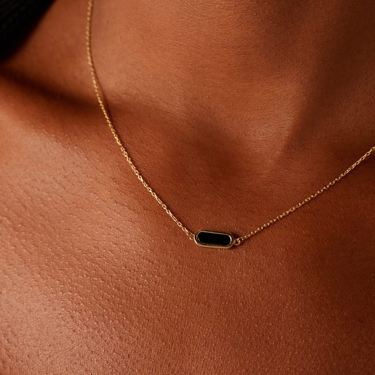 14 Karat Gelbgoldkette mit Onyx