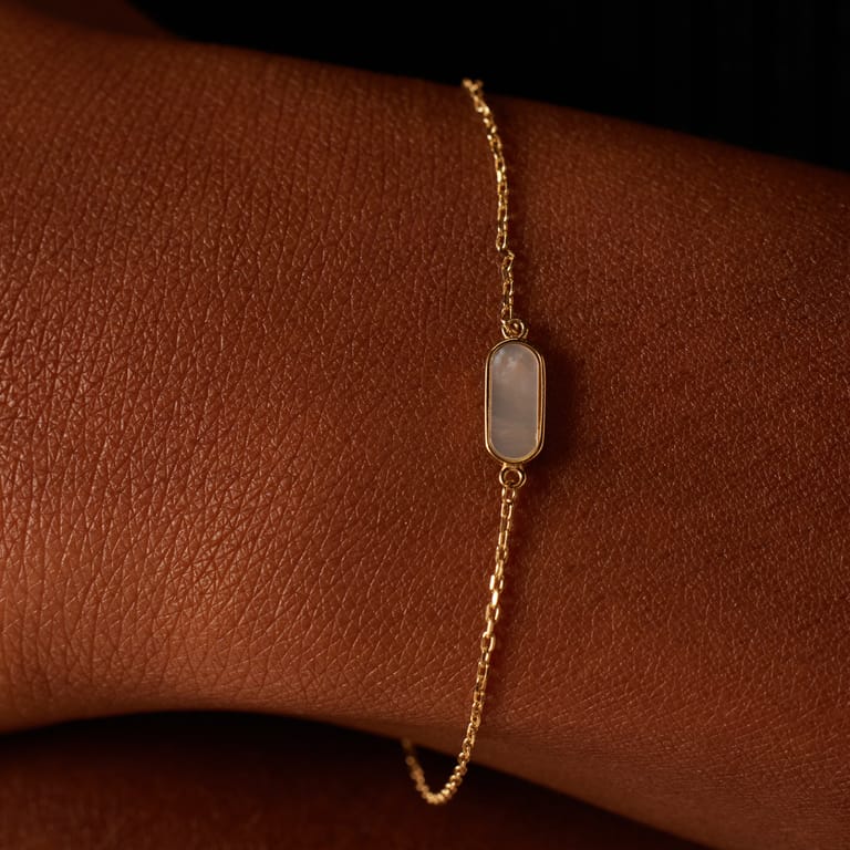 14 karaat geelgouden armband mother of pearl