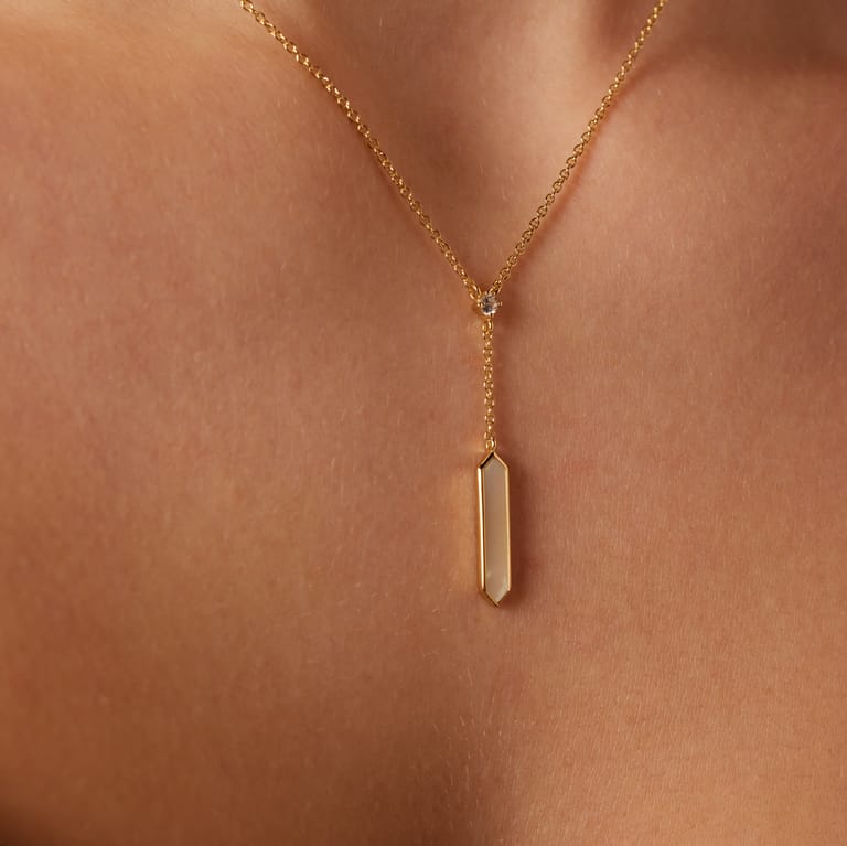 Zilveren goldplated ketting met hanger en zirkonia