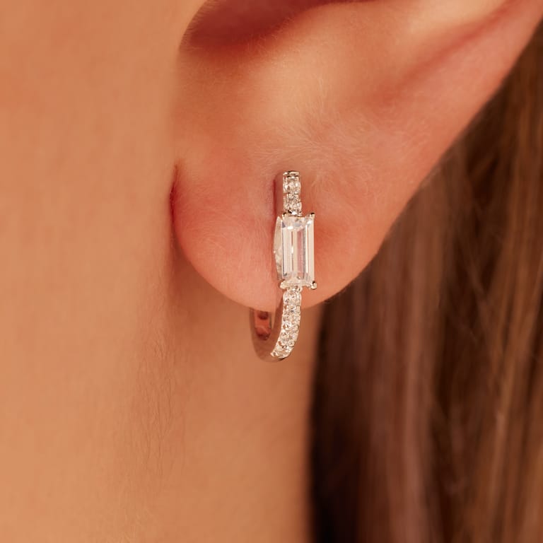 Ohrringe aus 925er Silber, Baguette