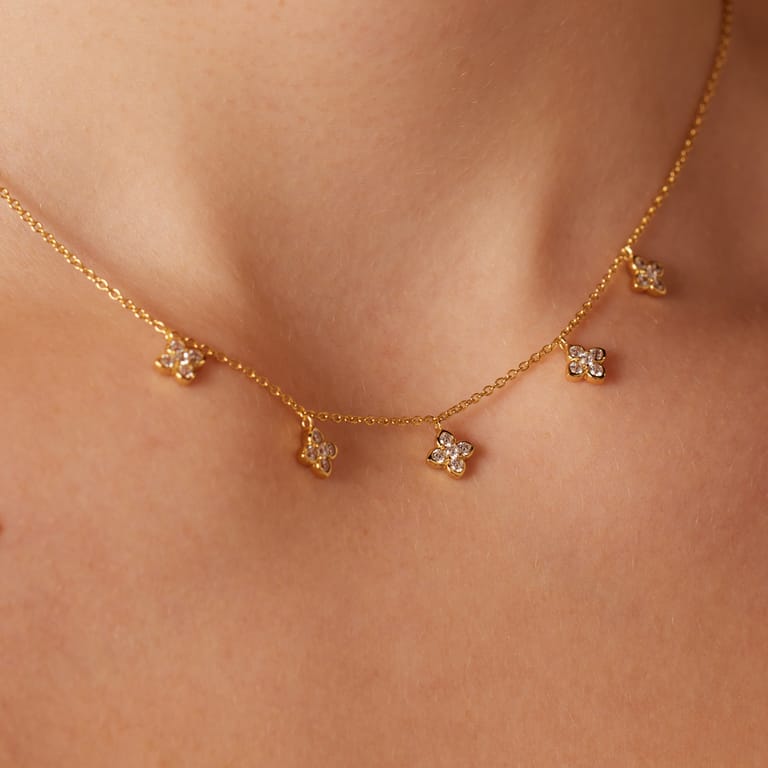 Zilveren goldplated ketting met hanger ster met zirkonia voor dames