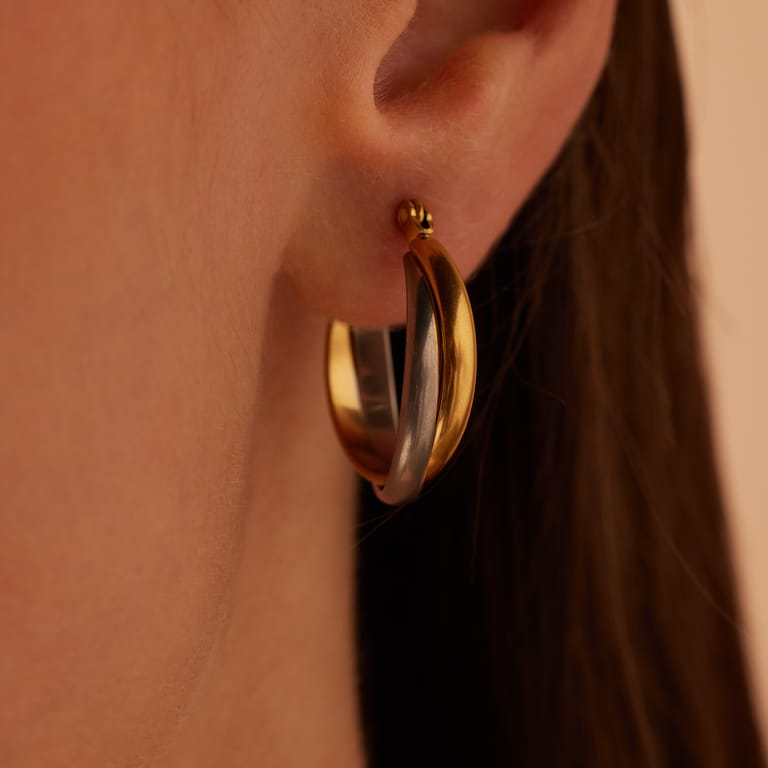 Stainless steel bicolor oorringen