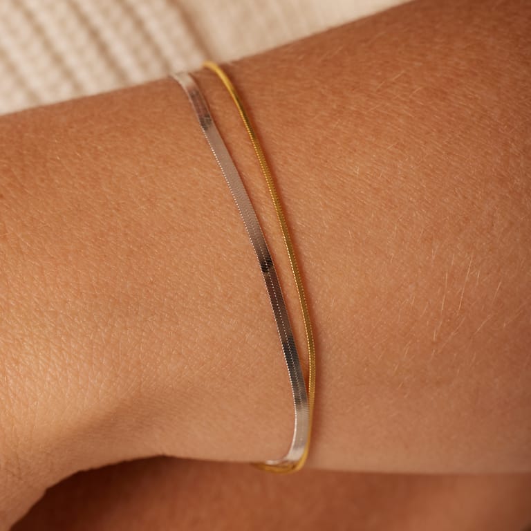Zilveren bicolor armband voor dames
