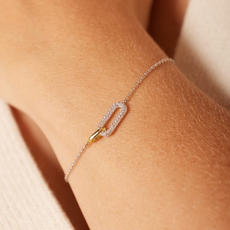 Zilveren bedelarmband met zirkonia voor dames