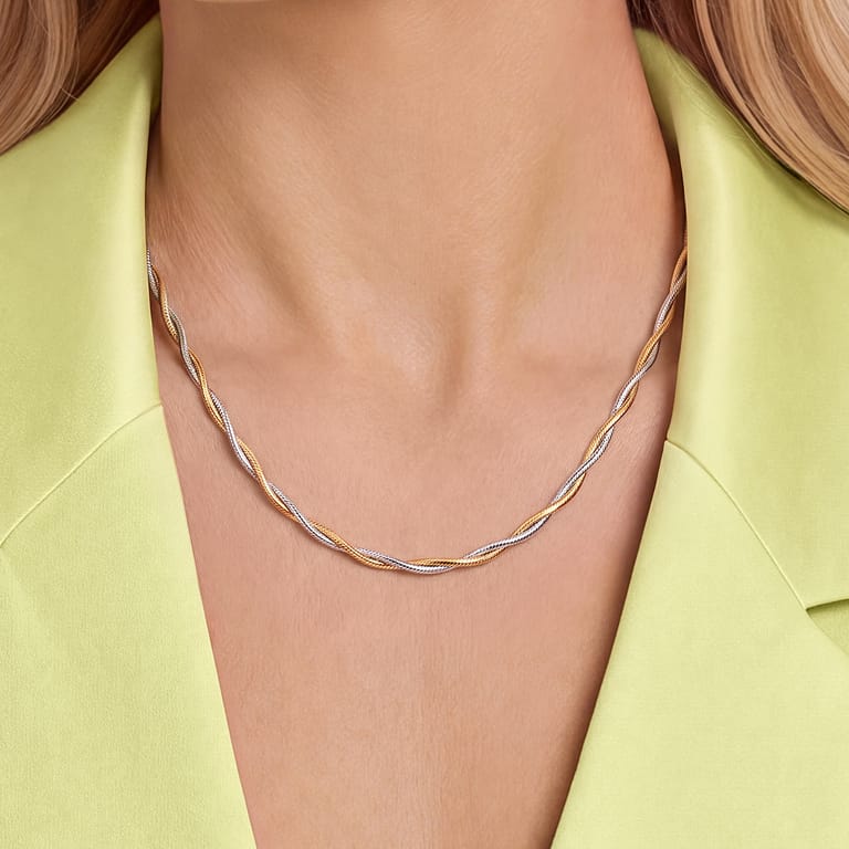 Zilveren bicolor ketting voor dames