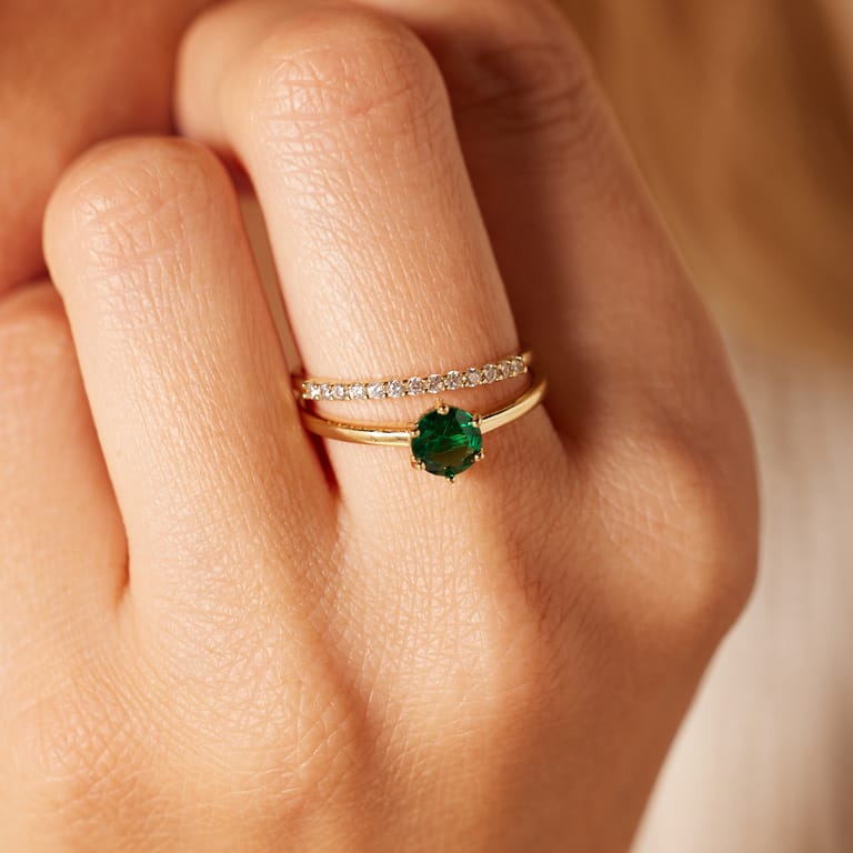 Zilveren ring met plating met zirkonia voor dames