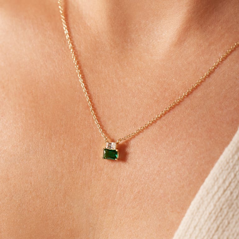 Zilveren goldplated ketting met hanger voor dames met zirkonia