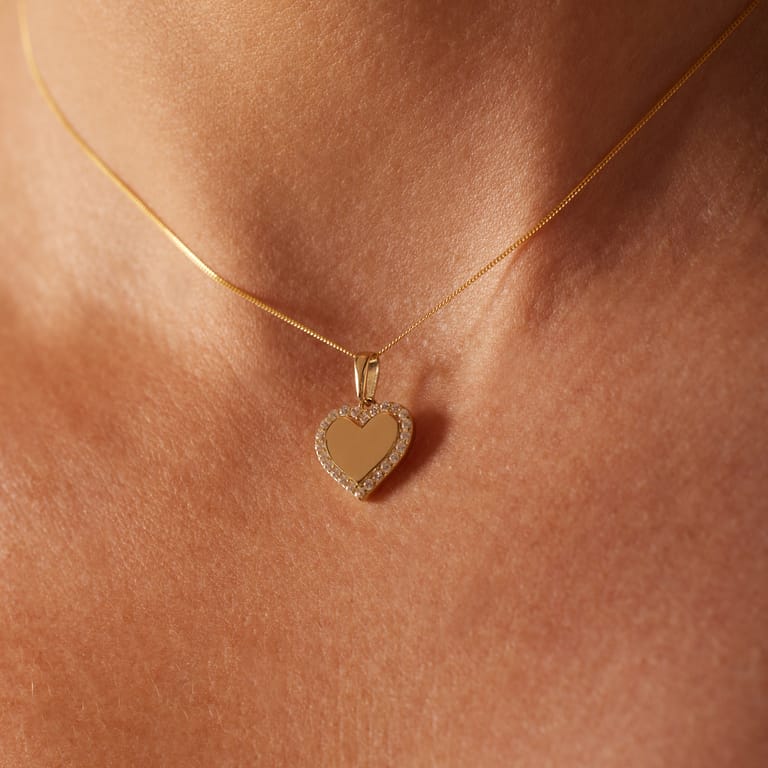 9 karaat hanger hart met zirkonia steentjes