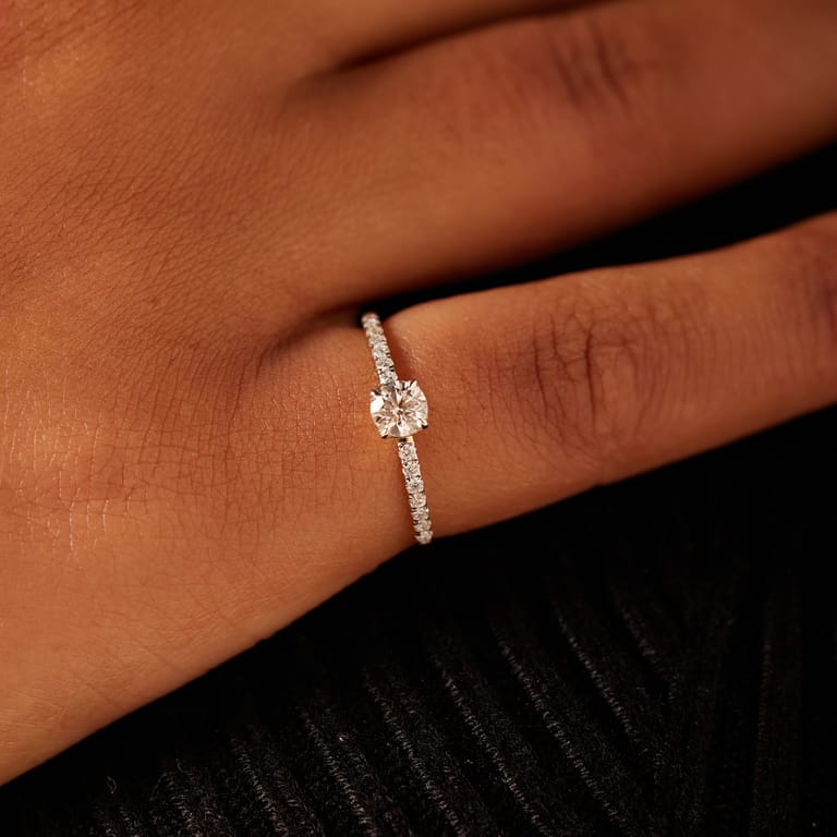 14 karaat geelgouden ring met lab grown diamant 0,325ct voor dames