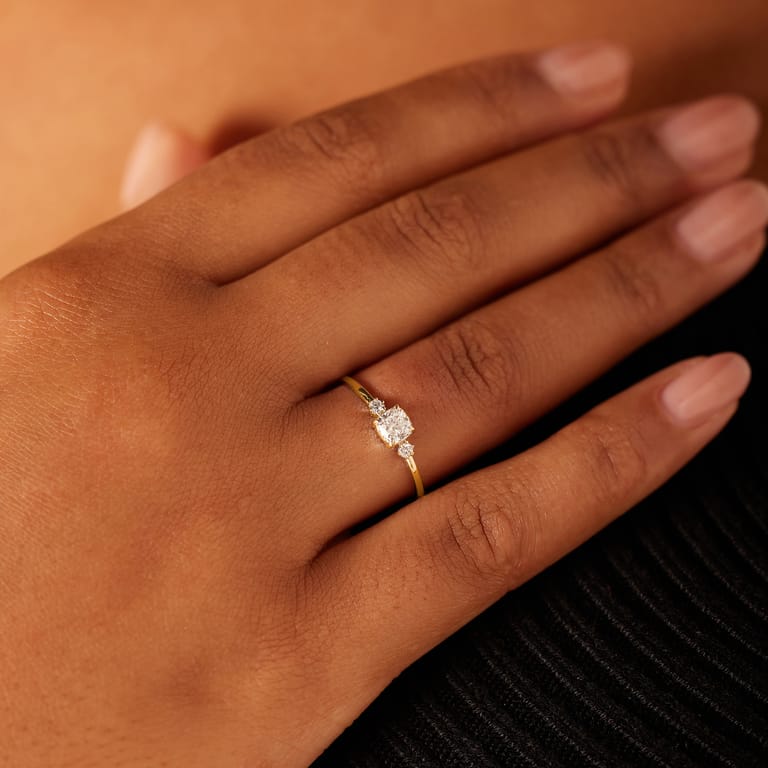 585 Gelbgoldring mit 0,415 ct Labor-Diamant für Damen