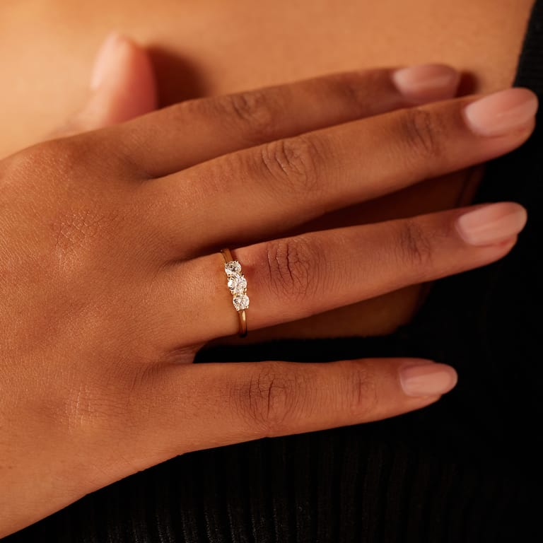 14 karaat geelgouden ring met lab grown diamant 0,490ct voor dames