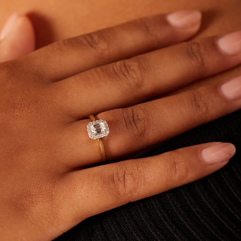 14 karaat geelgouden ring met 17 lab grown diamanten 0,505ct voor dames