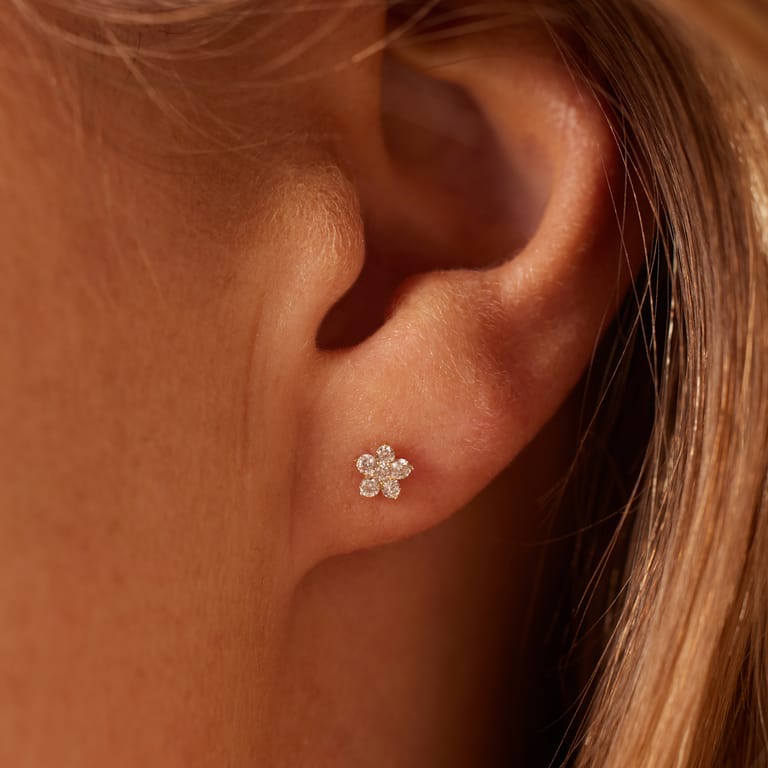 14 Karat Gelbgold-Ohrstecker mit Zirkonia für Damen